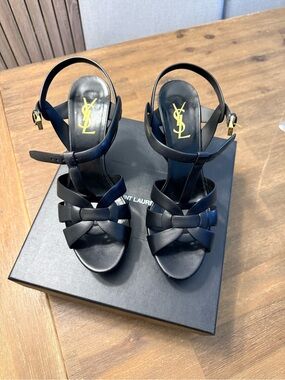 Saint Laurent Black Tribute Platform Sandals